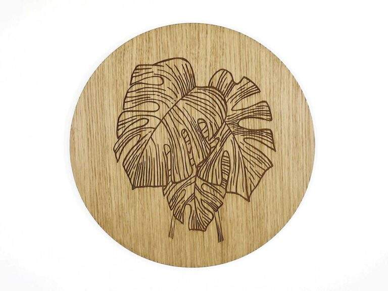 Laser etched wall decor of a monstera plant