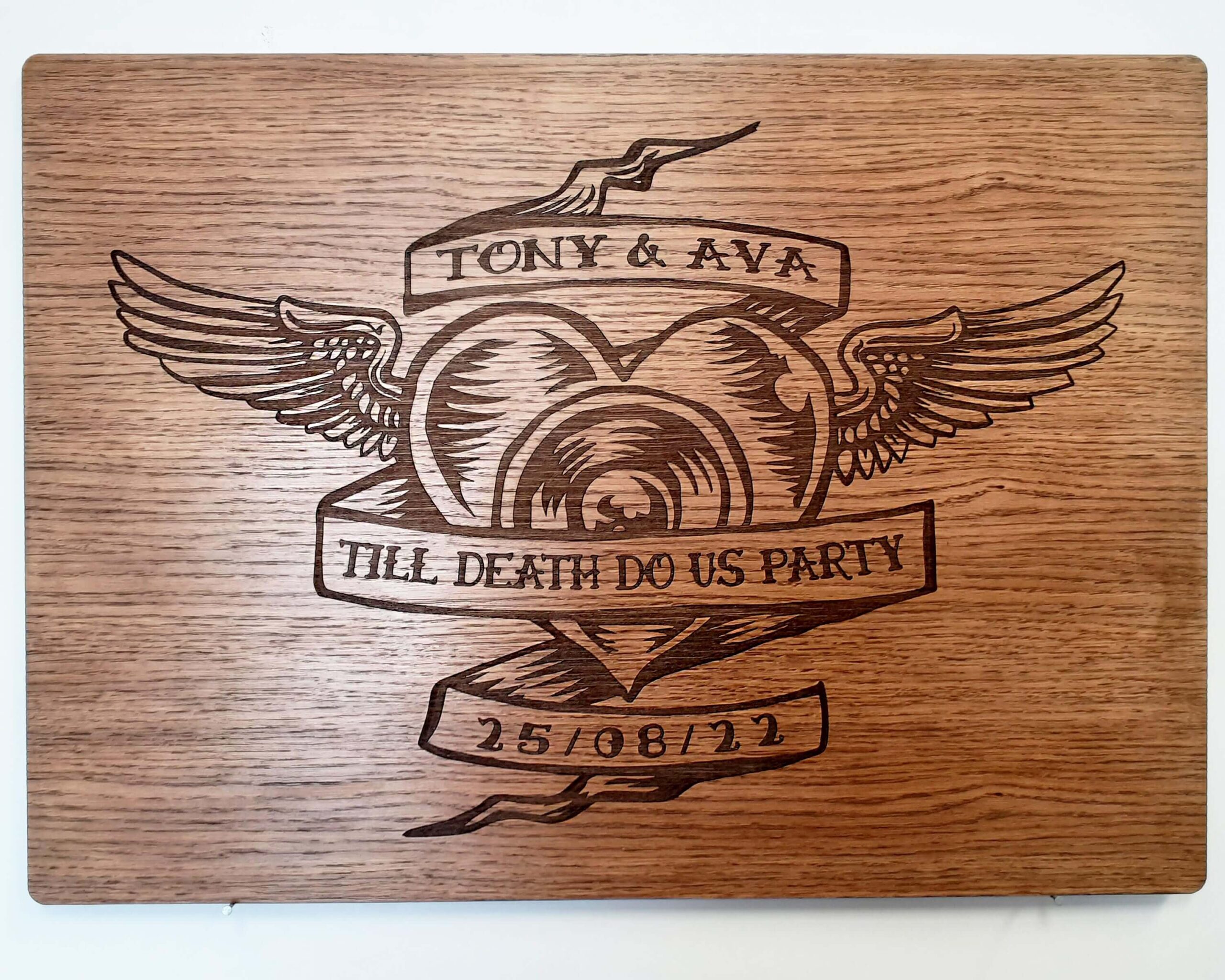 Etched-Wooden-Board---Laser-Engraved---Tatoo-Design---Wedding-Board