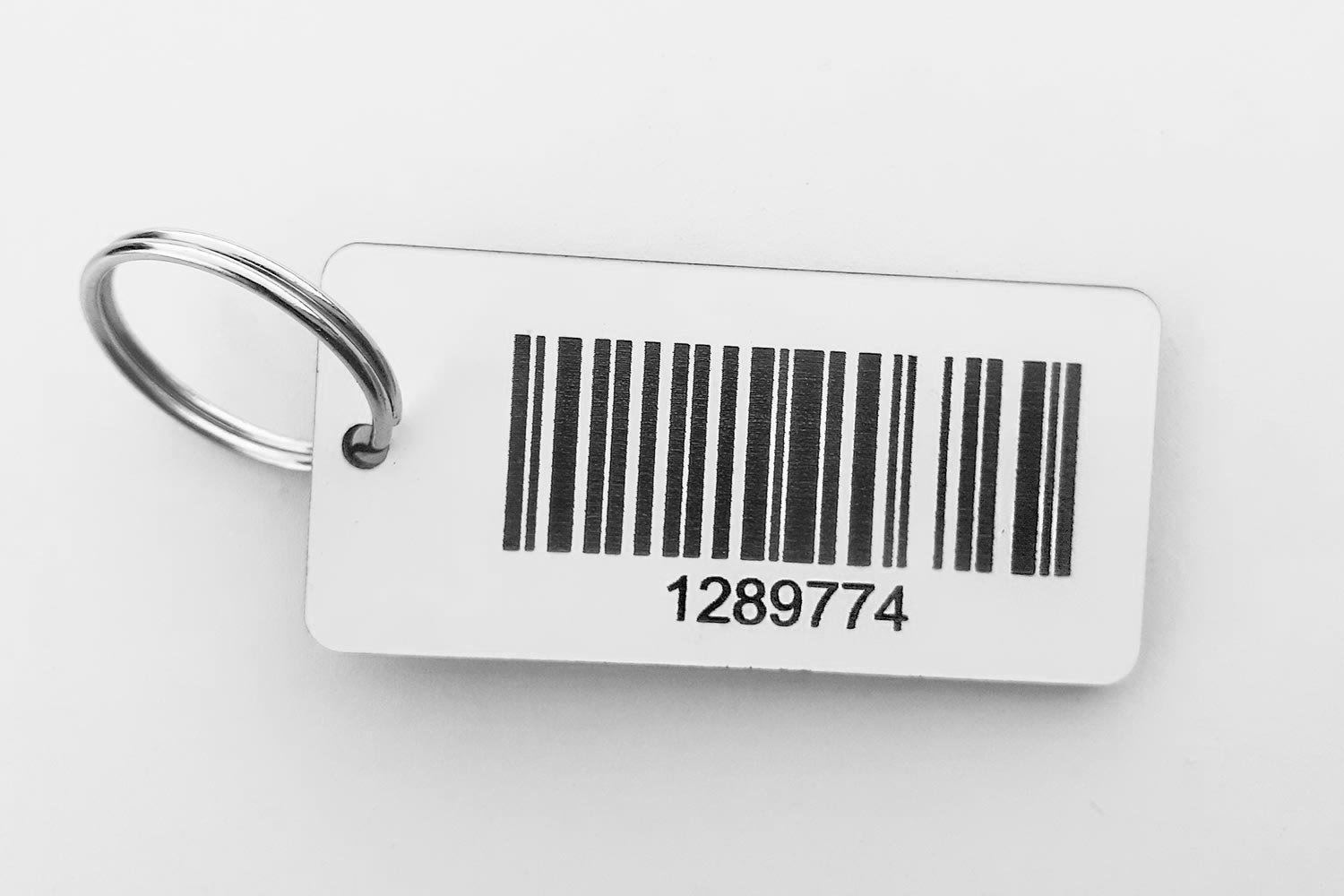 Barcode-Keyfobs-QR-Keyrings-Acrylic-Laminate-Plastic-Black-and-White