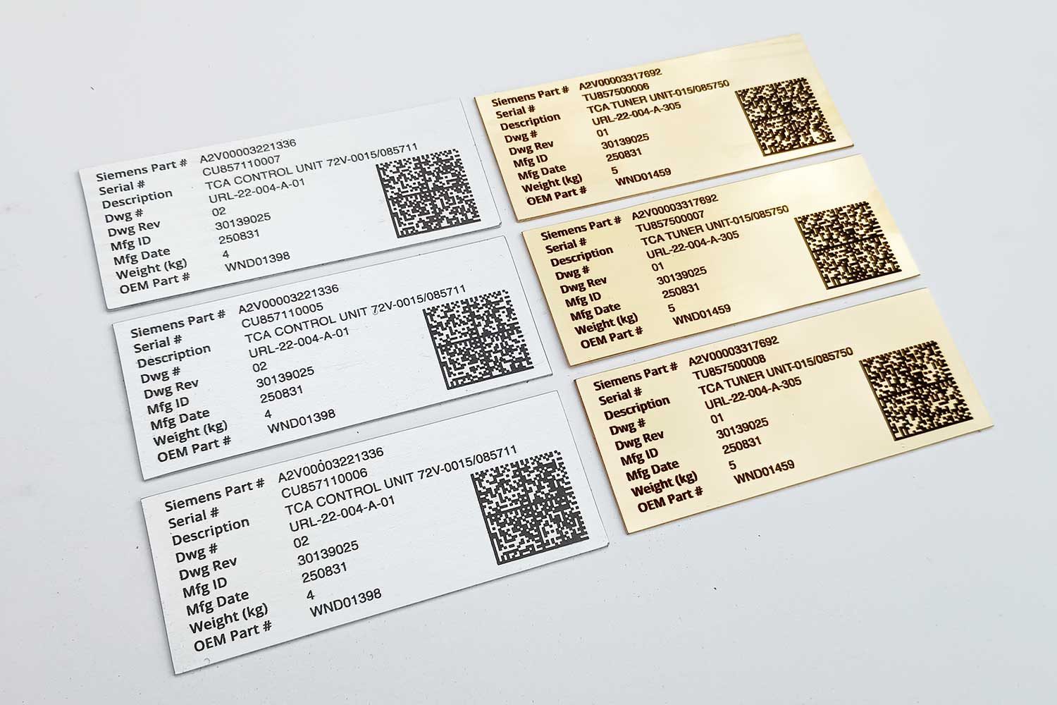 Aluminium Data Plates and Brass Identification Labels and QR Codes