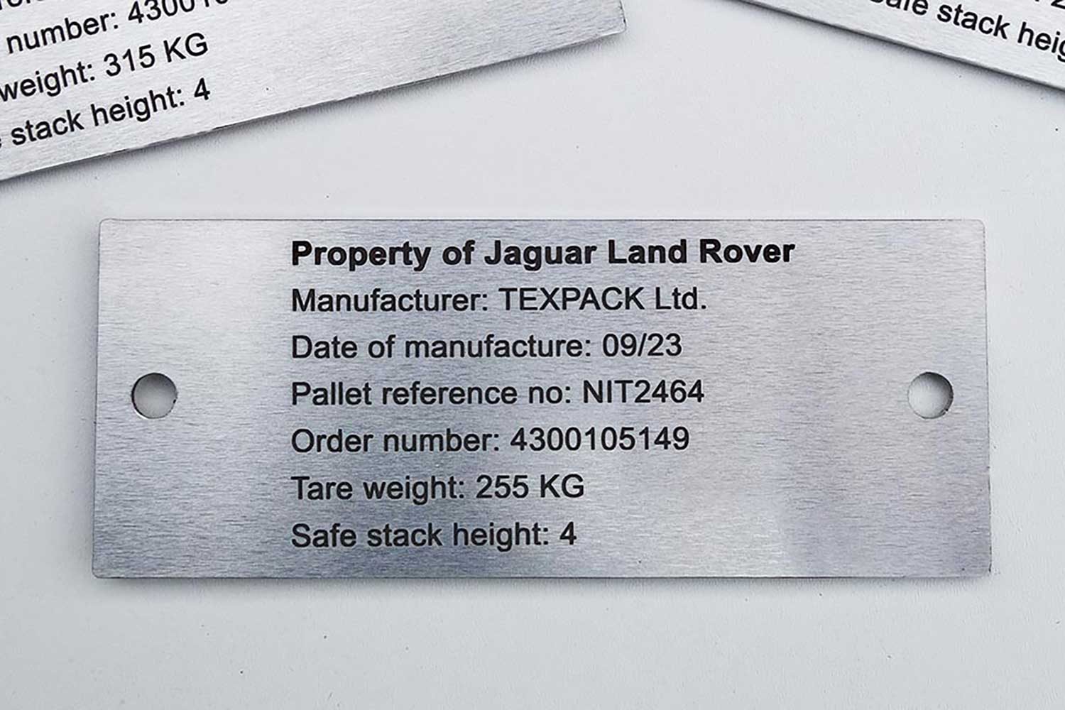 Aluminium Product Identification Plate