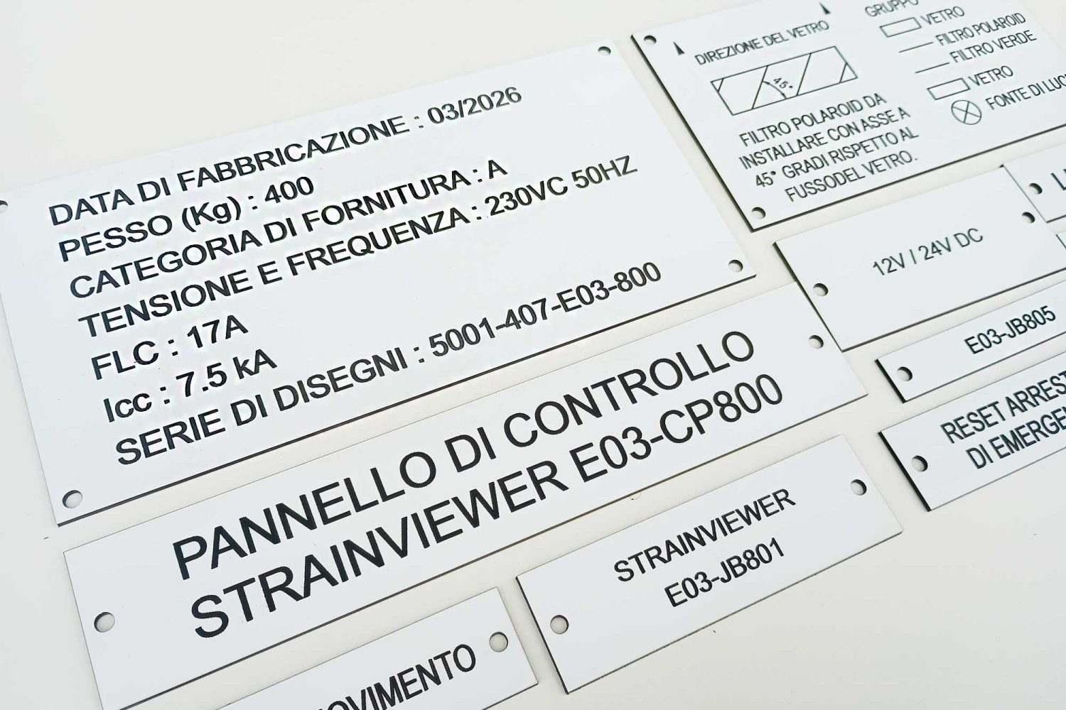 MACHINE-CONTROL-PANEL--LABELS---WHITE-AND-BLACK-LAMINATE-ACRYLIC-WITH-SELF-ADHESIVE